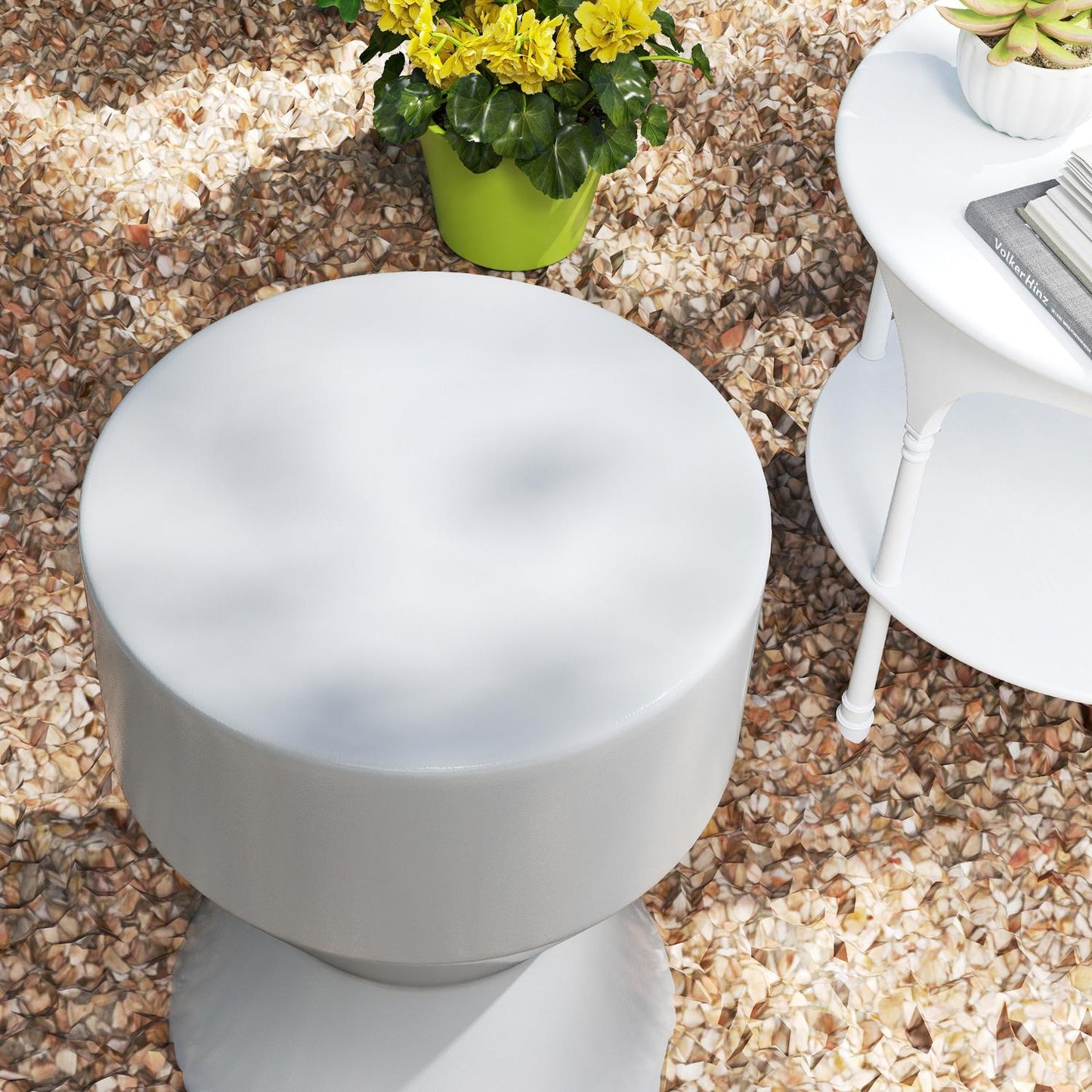 Ceramic hourglass garden stool, 120 kg capacity, weather resistant