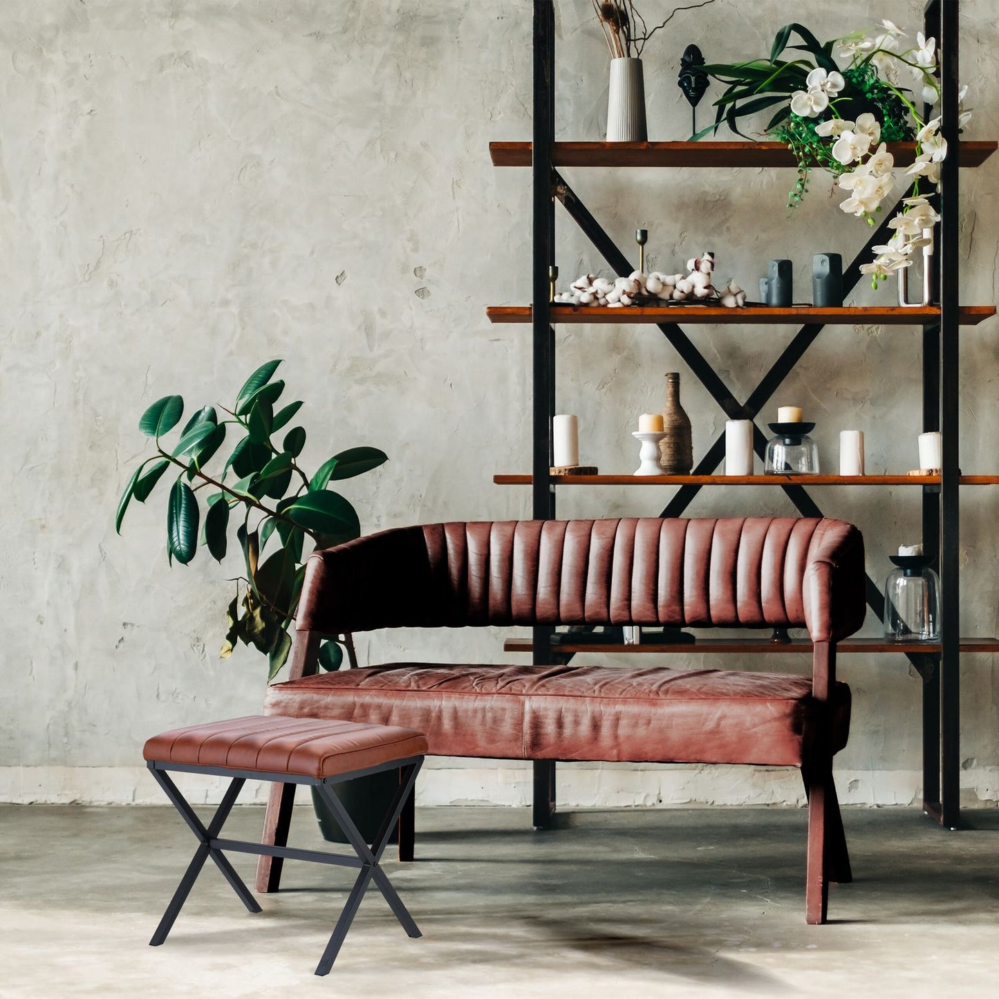 Stool with artificial leather cover