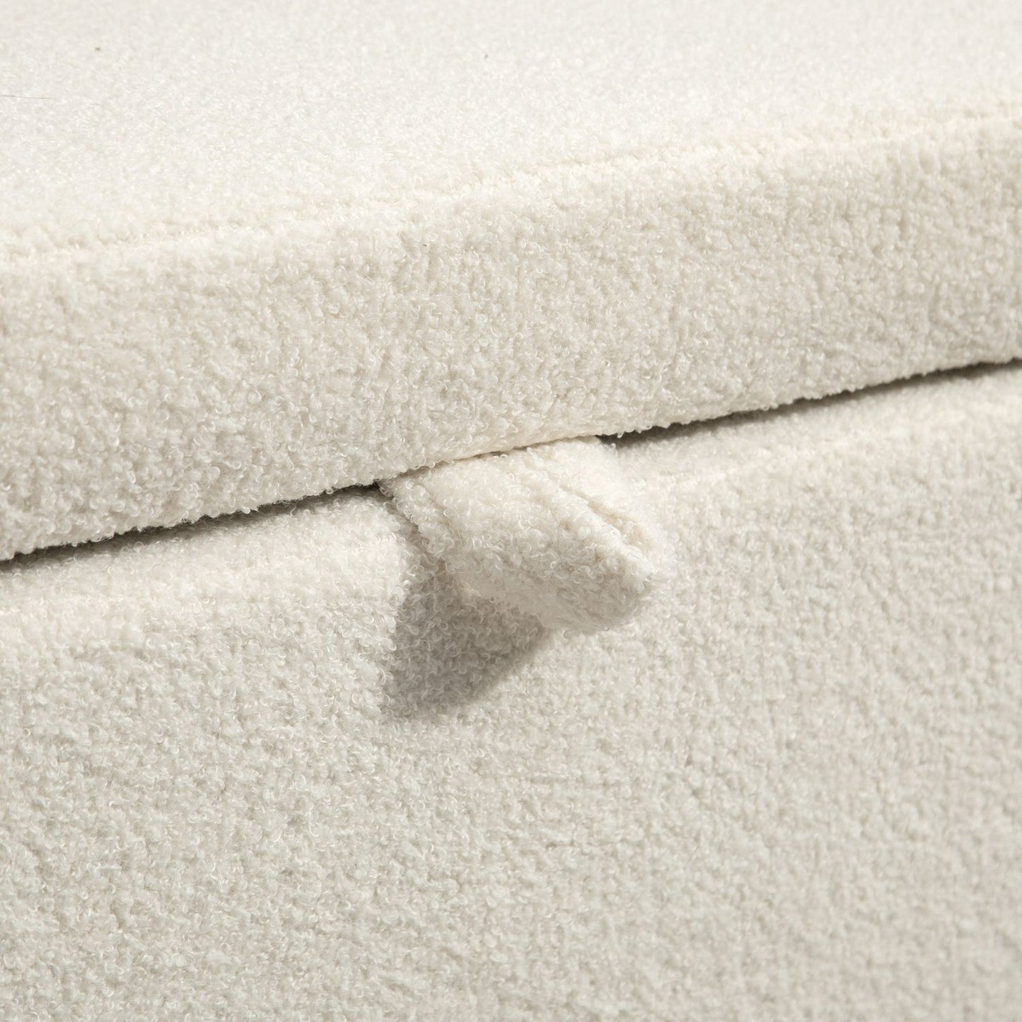 Storage Ottoman, Cream Fleece, Steel Legs