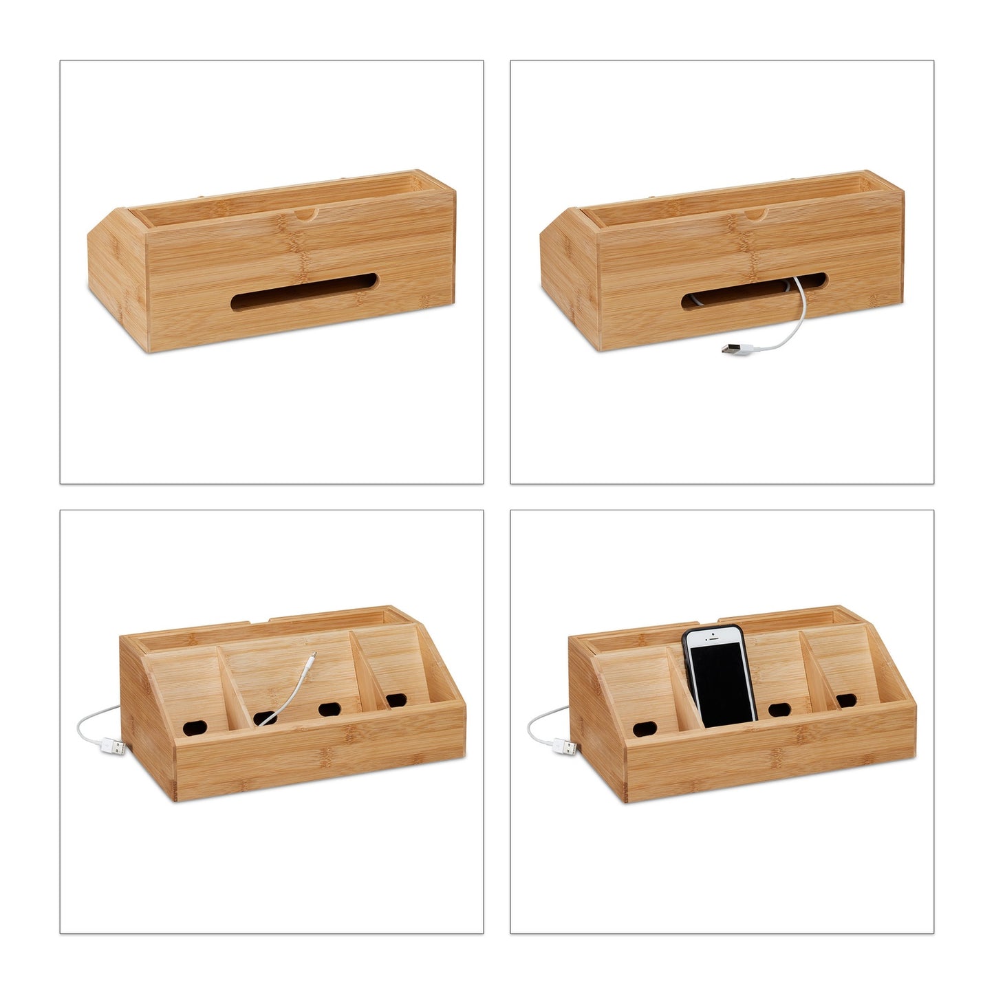 Storage charging station bamboo