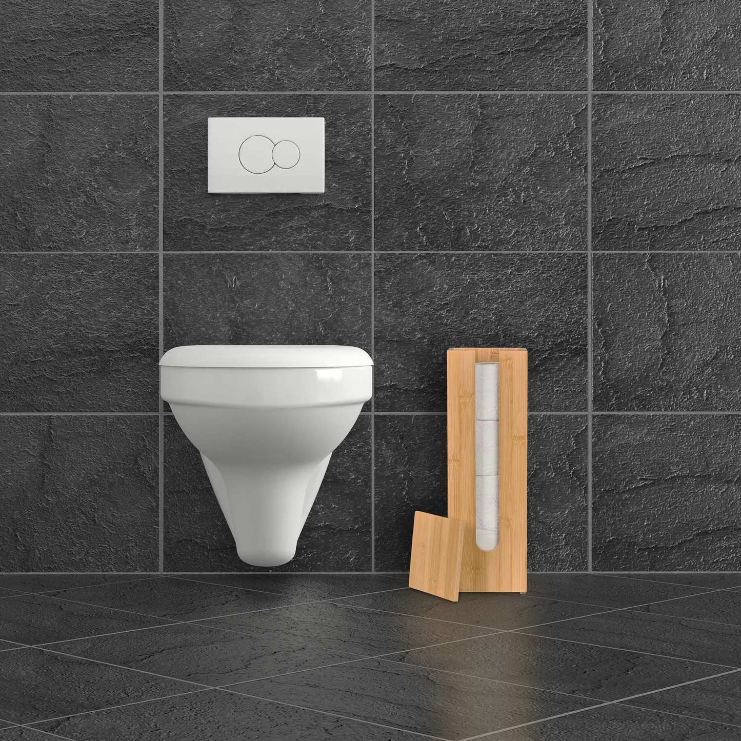 Storage of toilet rolls in bamboo