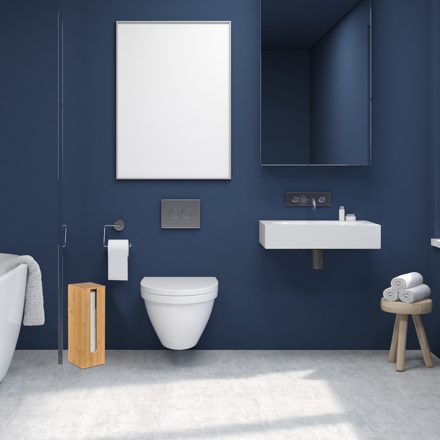 Storage of toilet rolls in bamboo