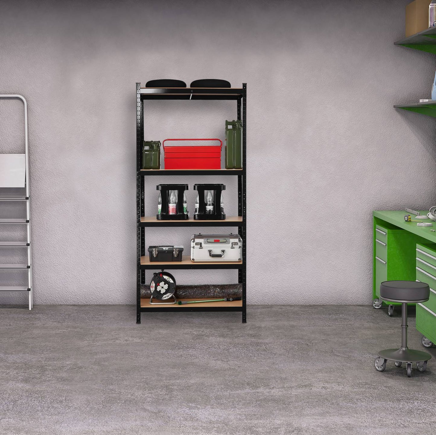 Storage shelf 220 cm high, black