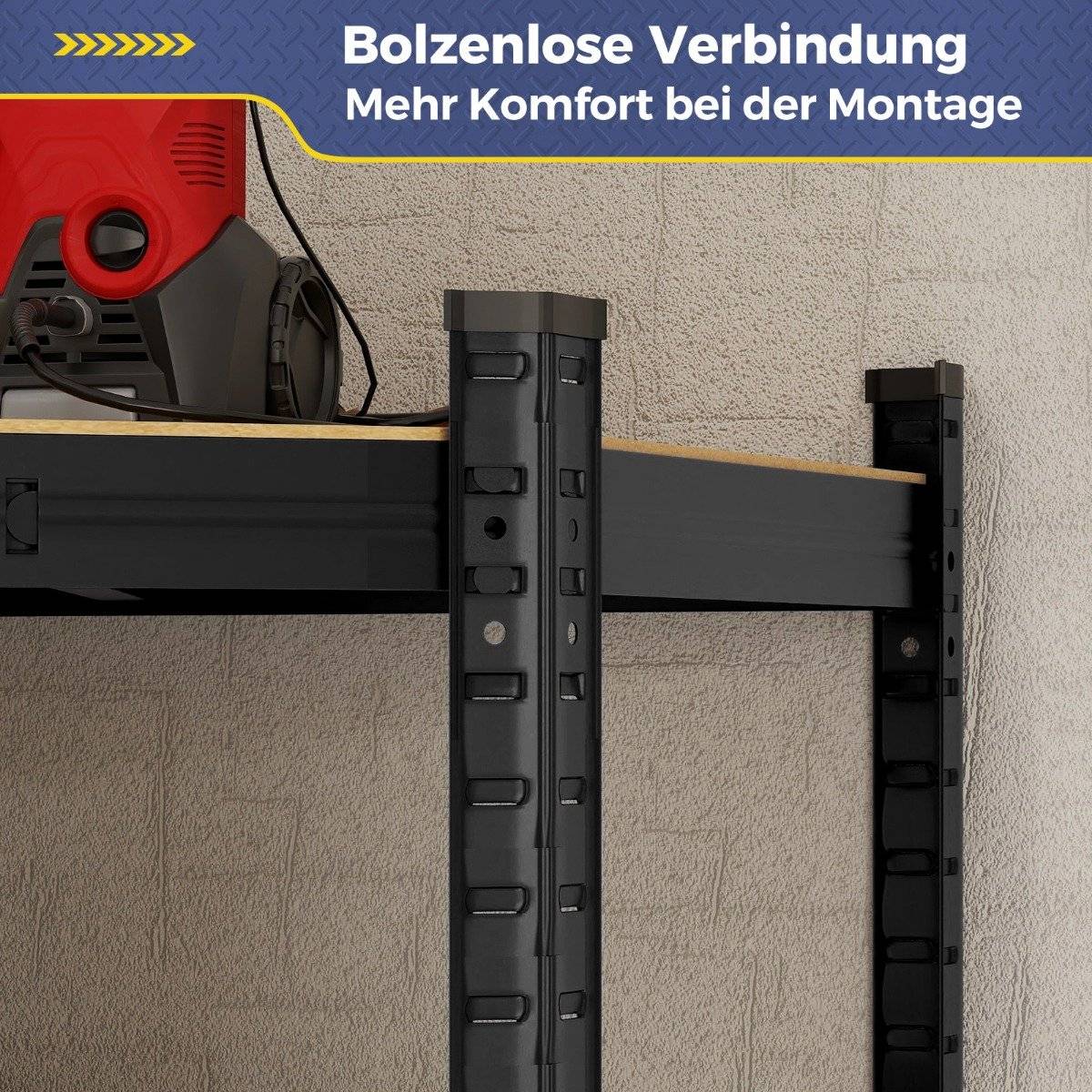Storage shelf 70 x 70 x 180 cm heavy-duty shelf with 4 adjustable shelves black