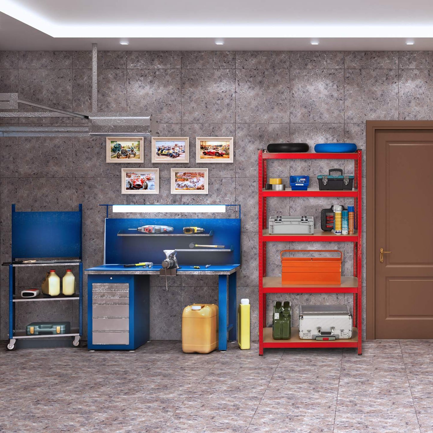 Storage shelf red
