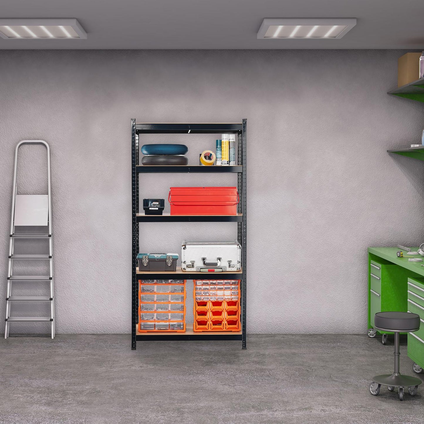 Storage shelf with 5 shelves