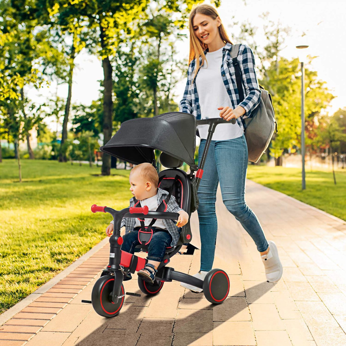 3-in-1 convertible stroller tricycle, adjustable handle