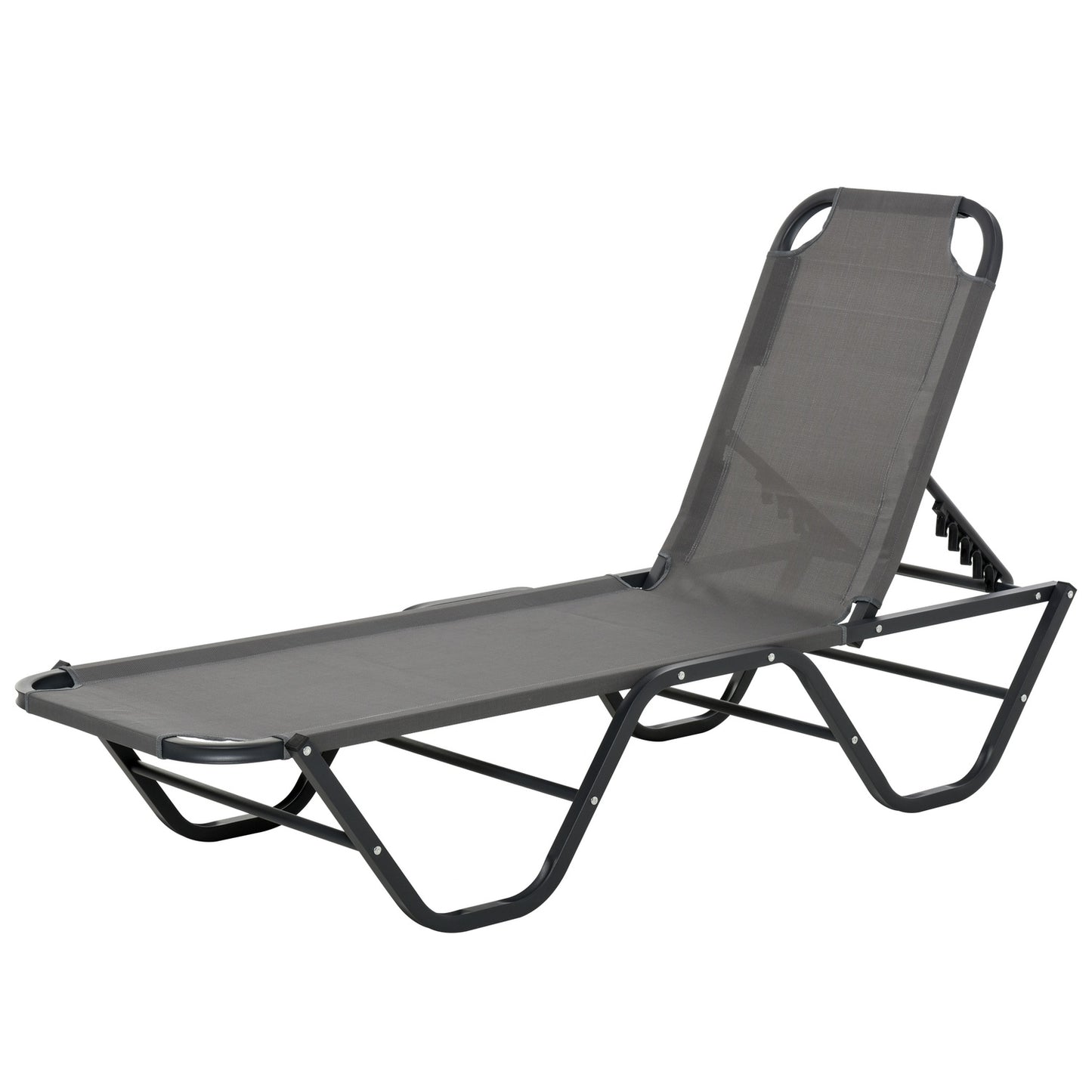 Sun lounger in aluminium, 5-level adjustable, grey/black