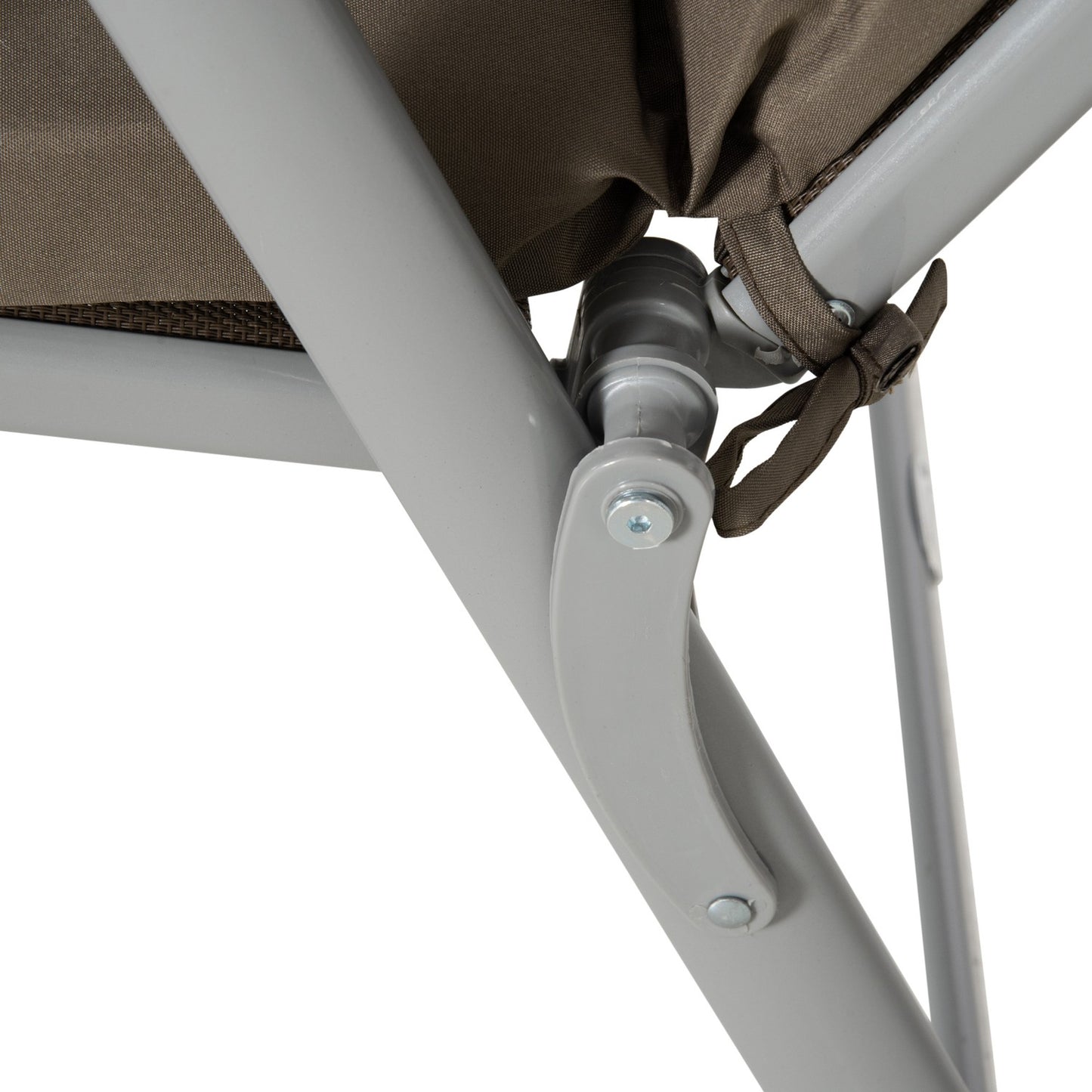 Adjustable folding sun lounger with cushion, brown/silver