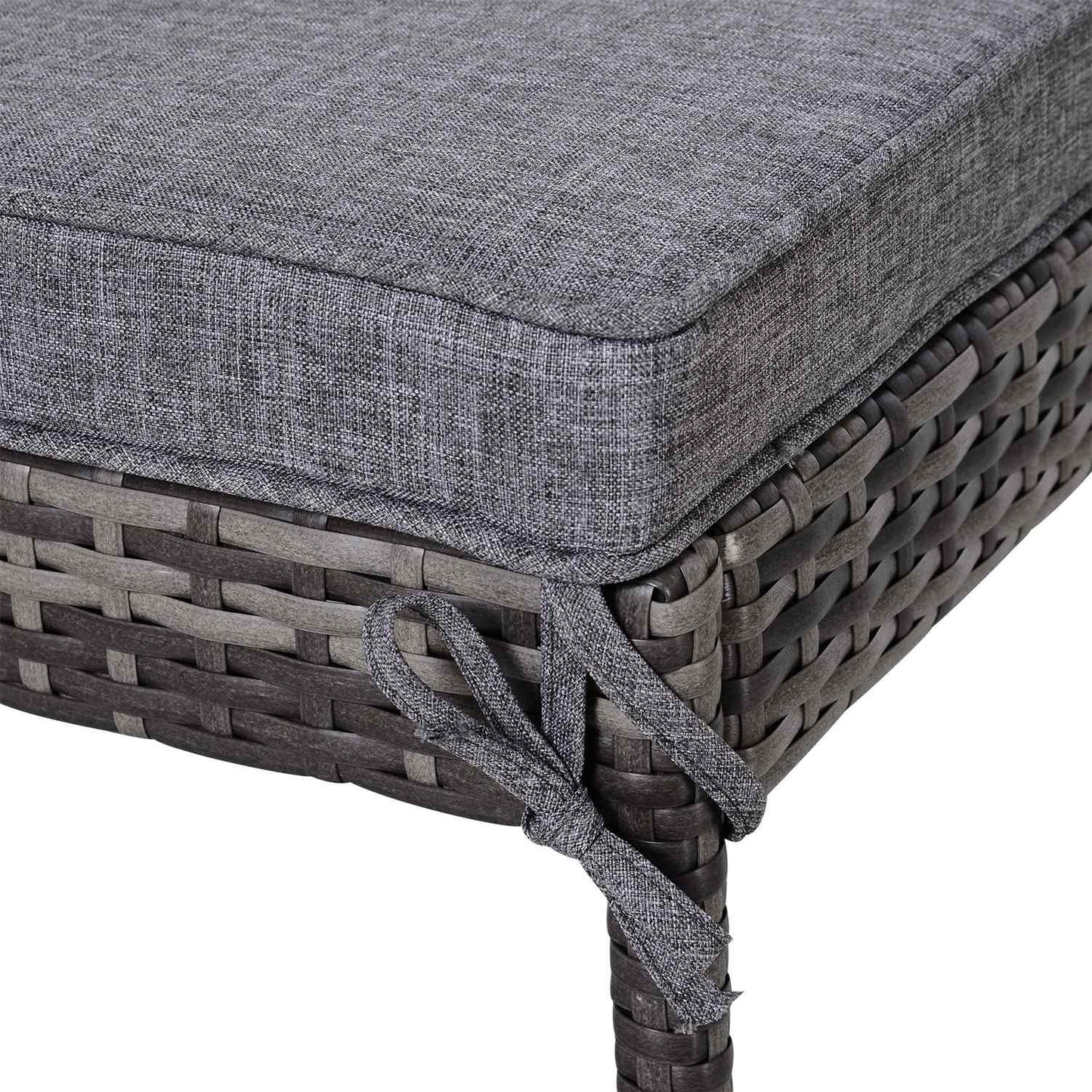 Sun lounger set, 3-piece - adjustable, gray rattan