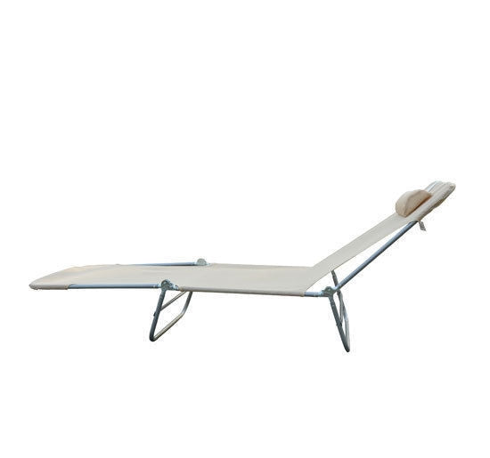 Sun lounger, Adjustable Garden chair with two legs, Cream