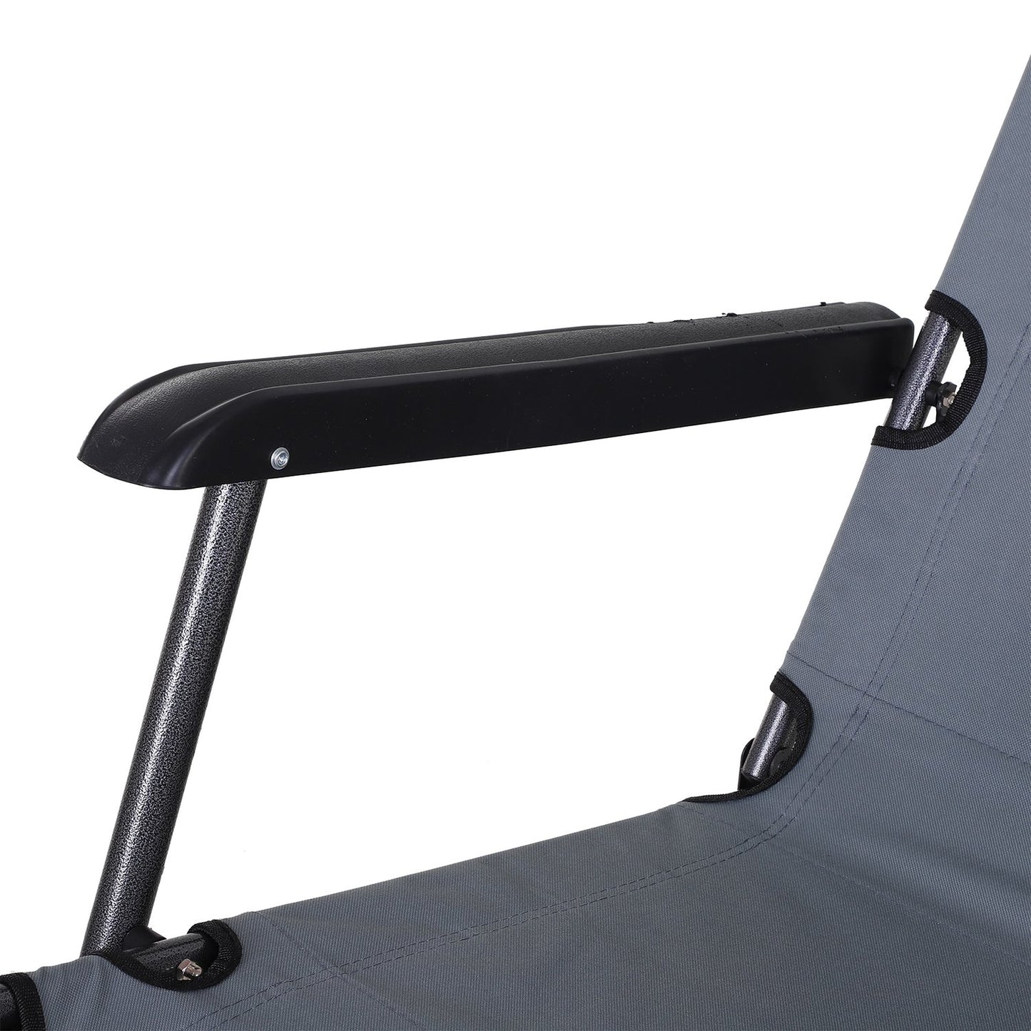 Folding sun lounger with cushion, metal & Oxford fabric, grey
