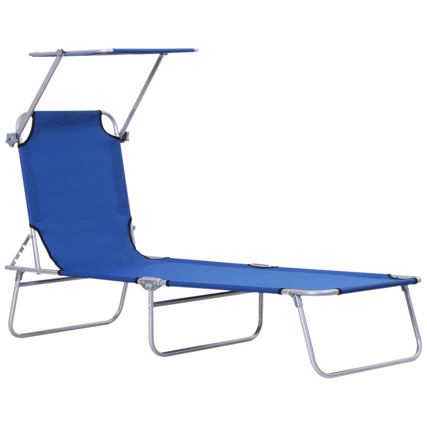 Adjustable folding sun lounger with canopy - Oxford fabric