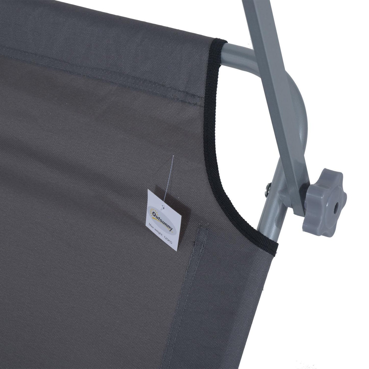 Folding sun lounger with sun protection, Gray - 187x58x36 cm