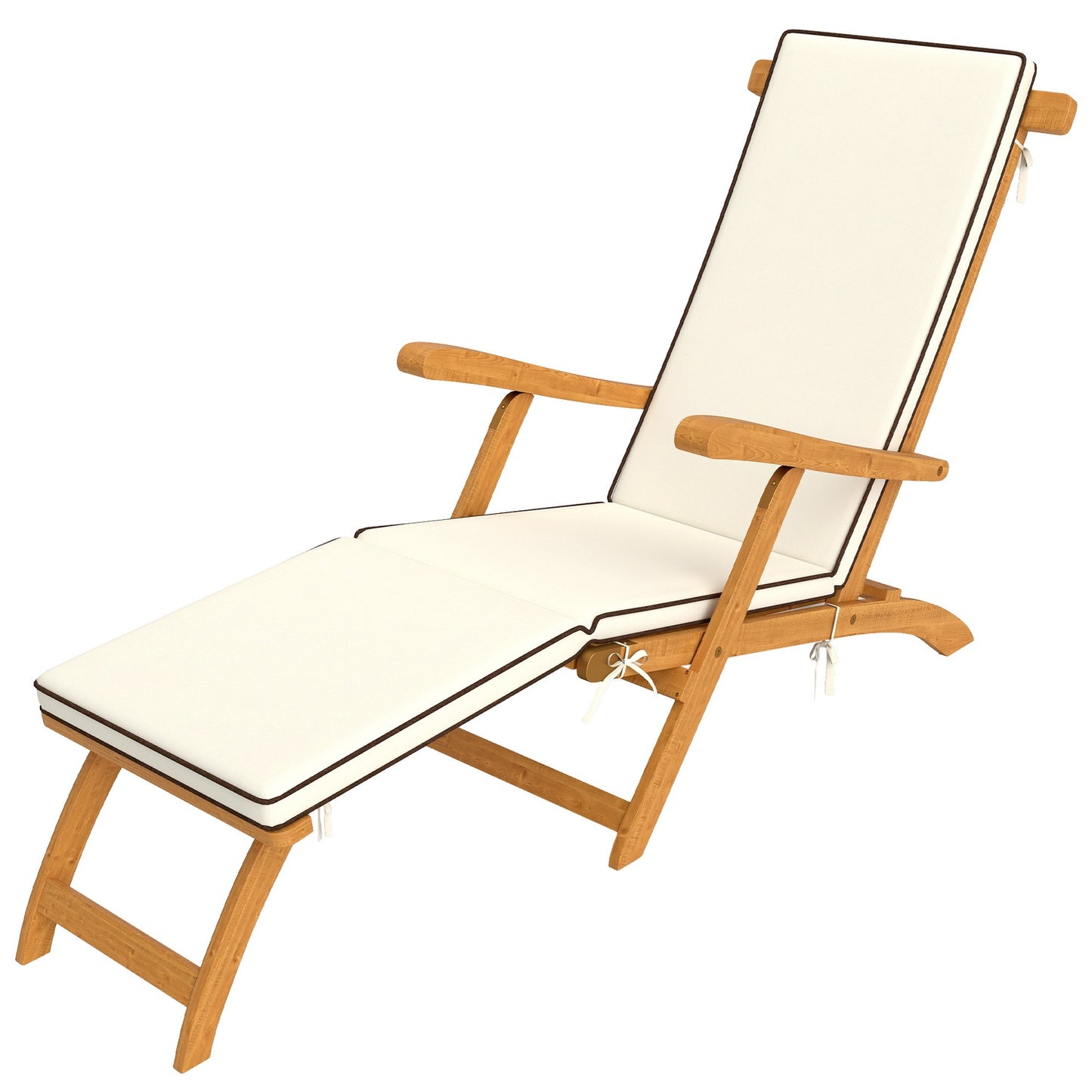 Wooden Folding Garden Lounger with Footrest, Teak