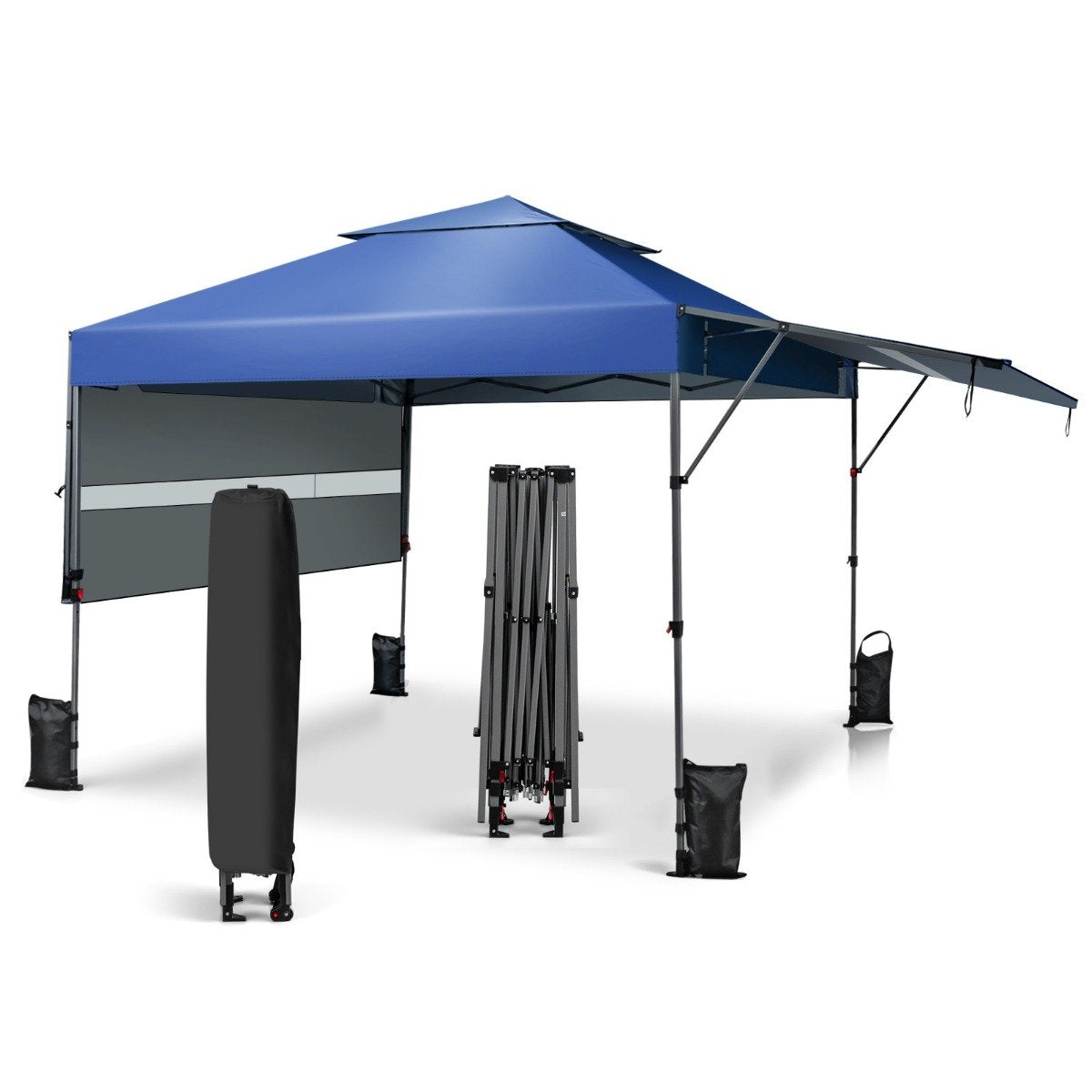 Sun protection tent pop-up canopy tent 300 x 537 x 270-290 cm blue