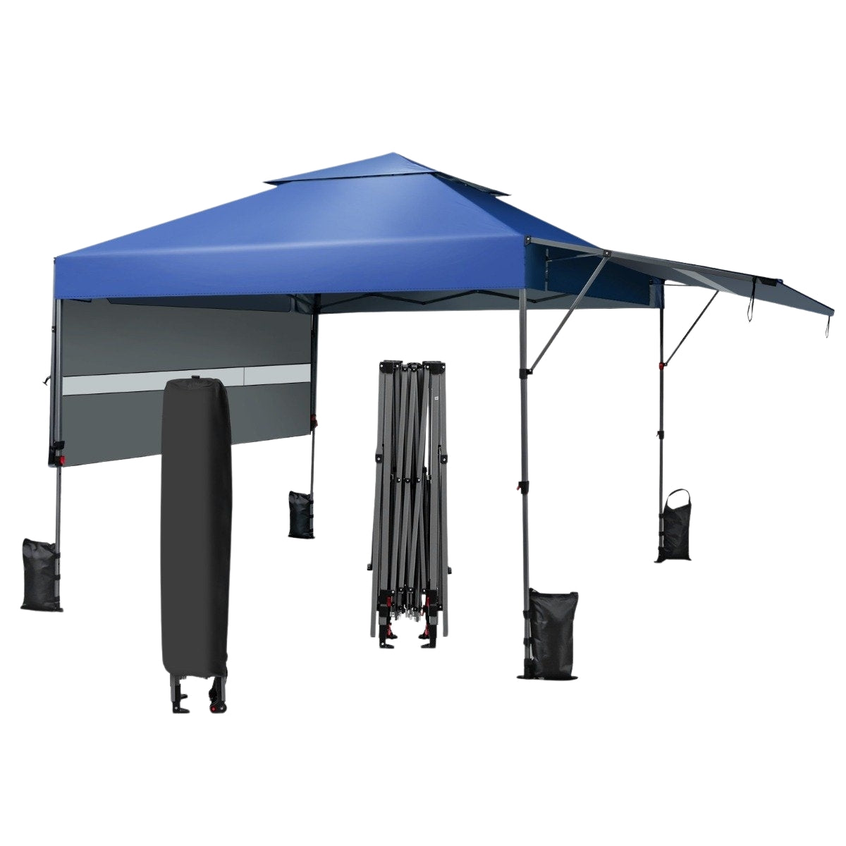Sun protection tent pop-up canopy tent 300 x 537 x 270-290 cm blue