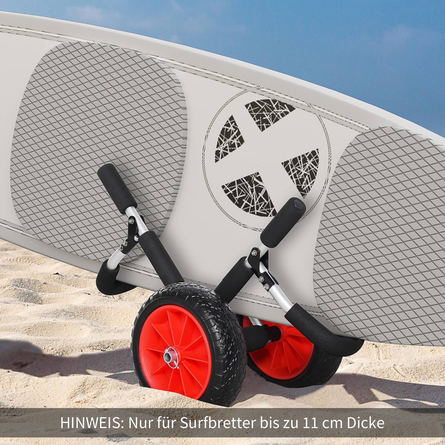 Surfboard transport cart, foldable, padded, 45 kg capacity