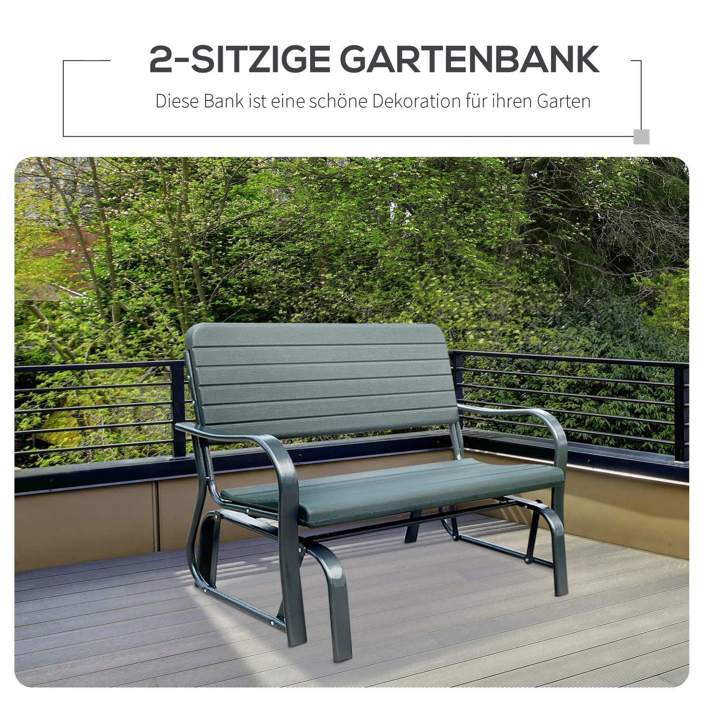 Metal garden swing bench - 2-seater for outdoor relaxation