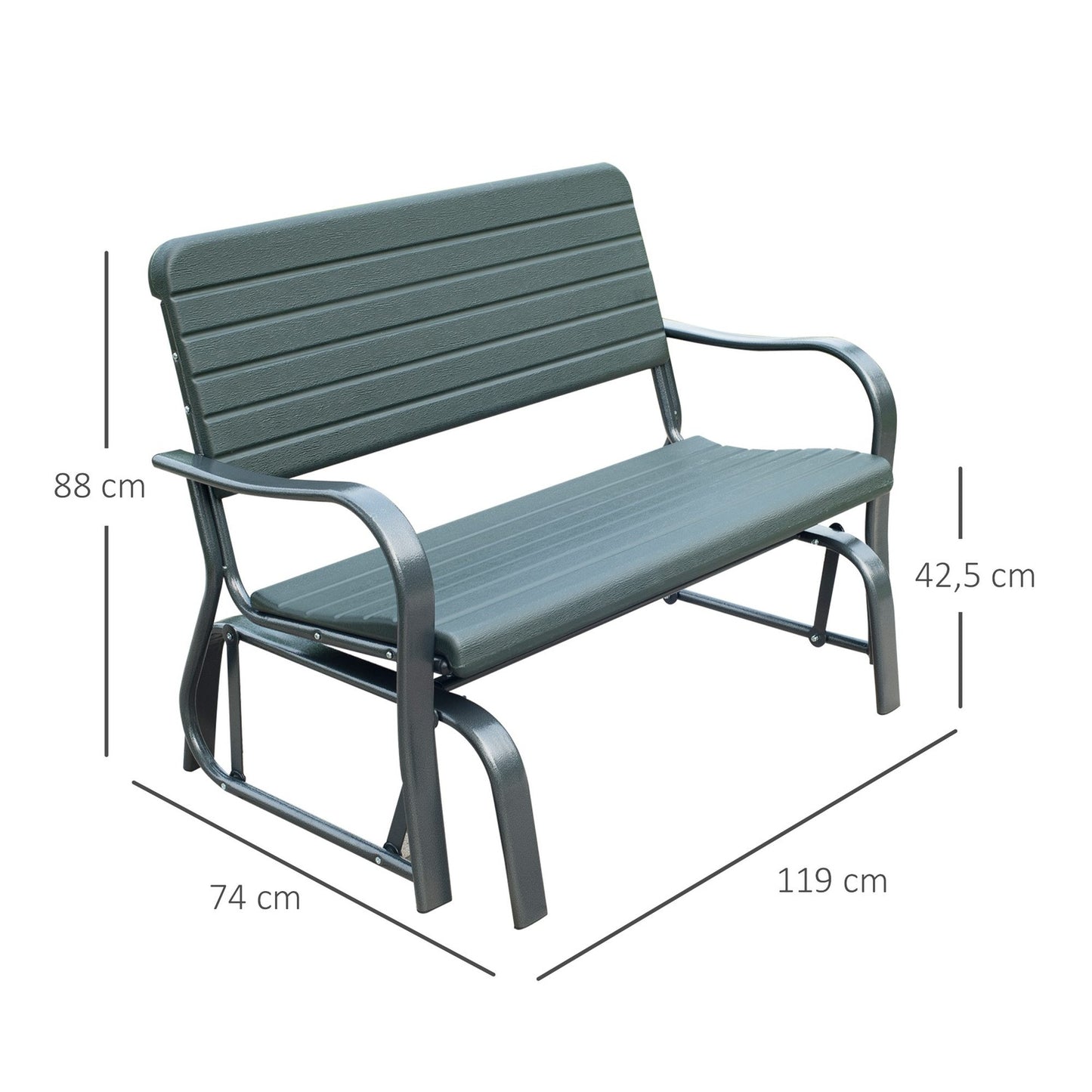 Metal garden swing bench - 2-seater for outdoor relaxation