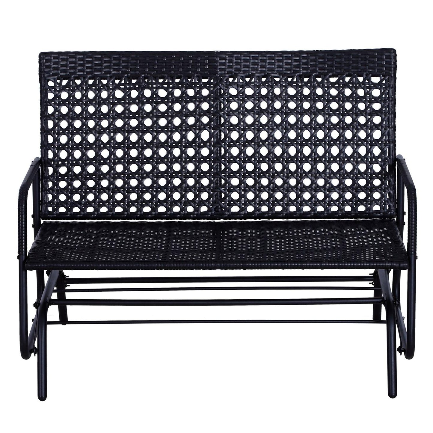 2-seat poly rattan garden swing bench