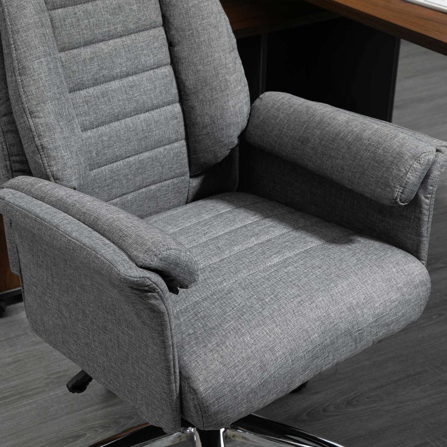 Height-adjustable gray office chair, fabric & metal