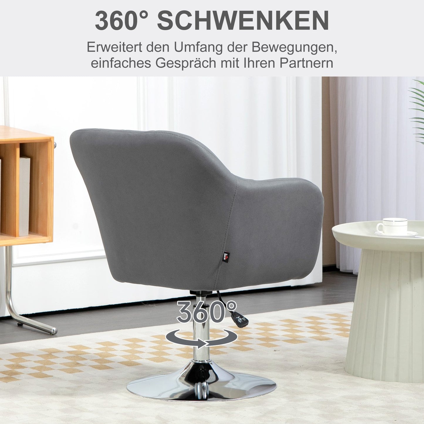 Adjustable Swivel Office Chair, Dark Grey, 60 x 60 x 79-91 cm