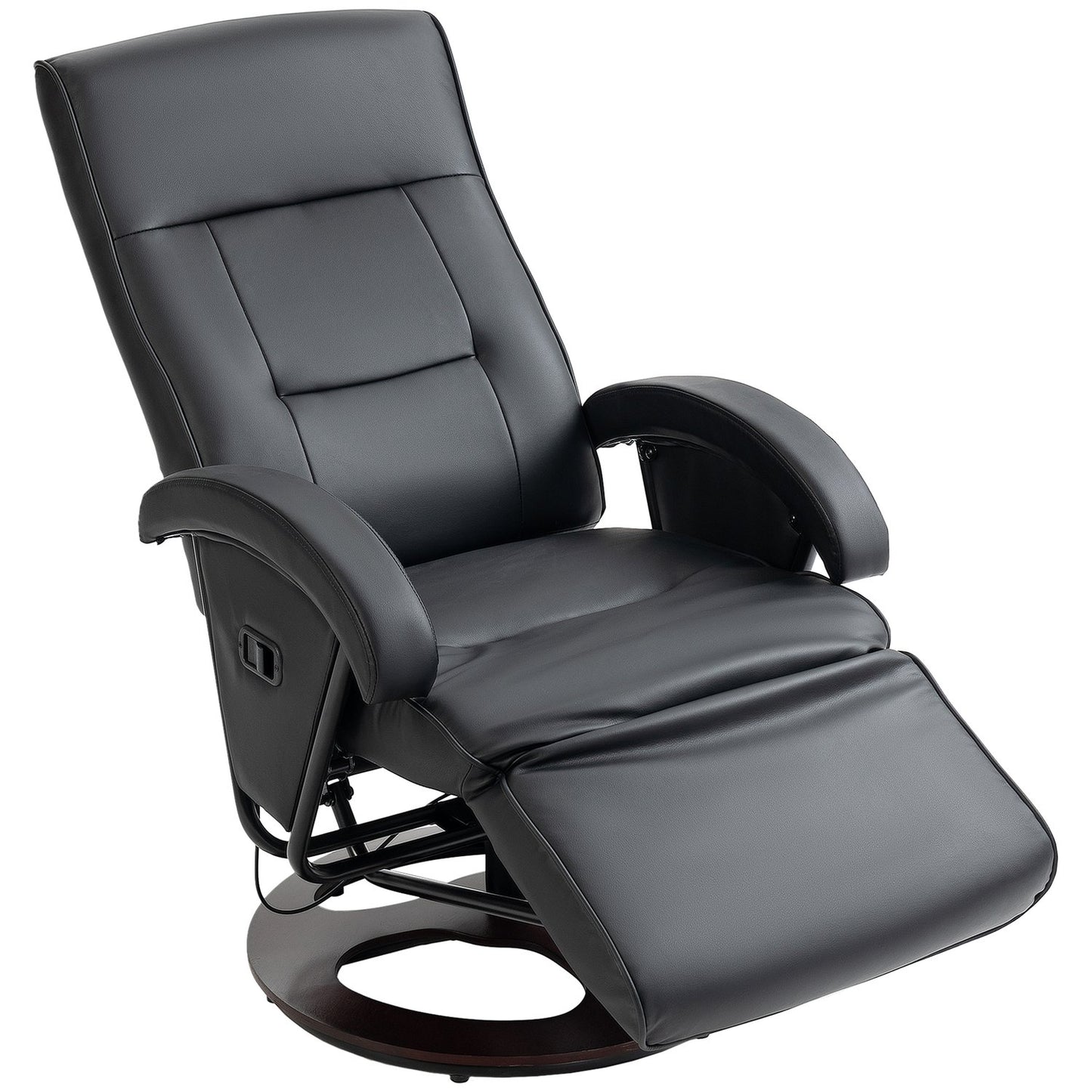 Swivel Chair, Faux Leather, Reclining, Black