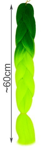 Synthetic hair ombre green / neon braids W10344