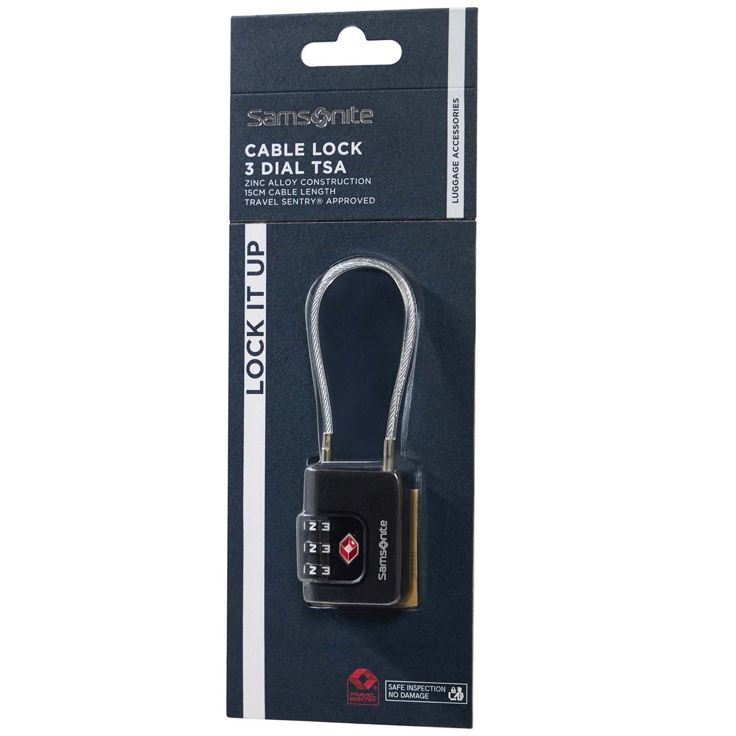 TSA Cable Lock, 3-Digit Combination, Black