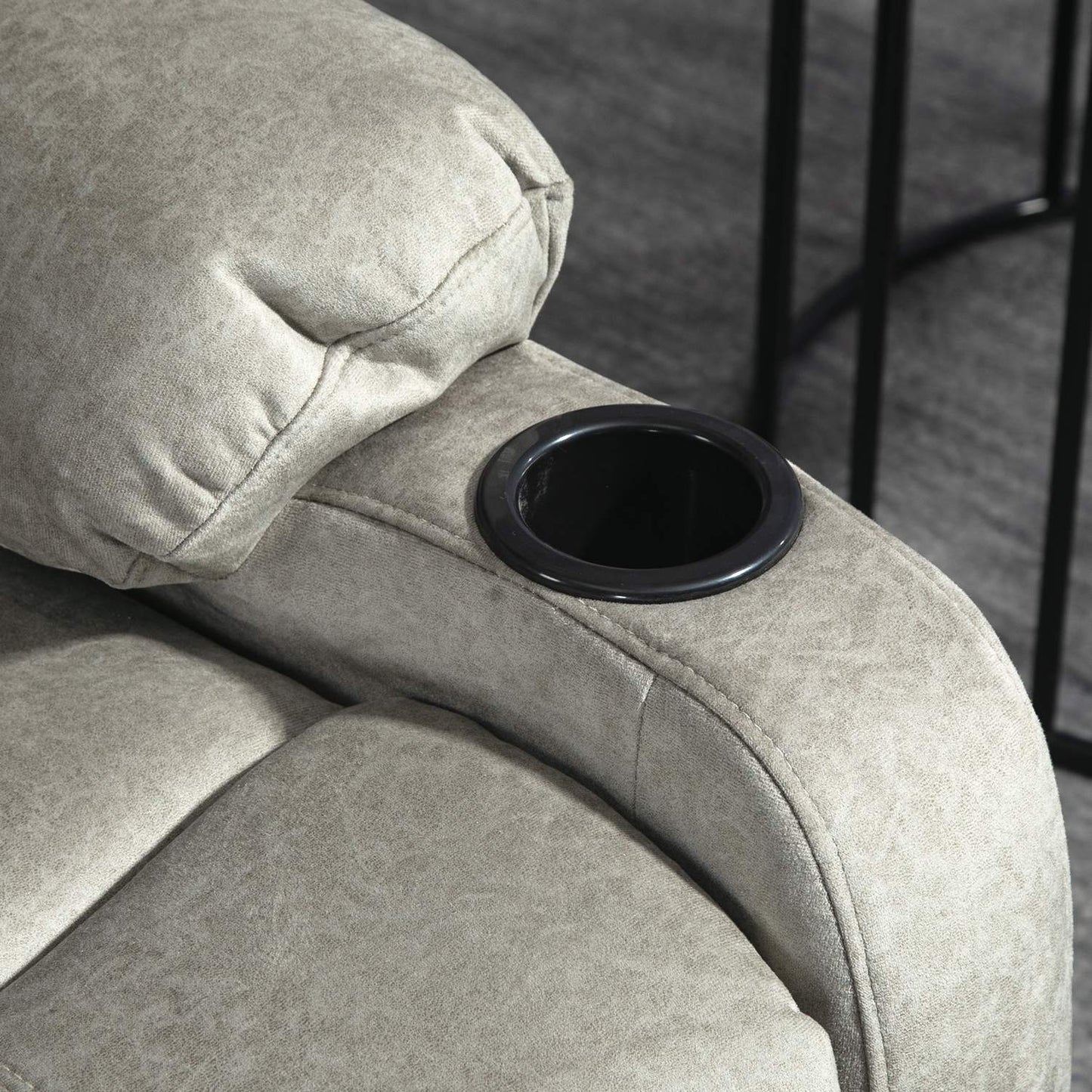 Reclining rocking chair with cup holder, brown