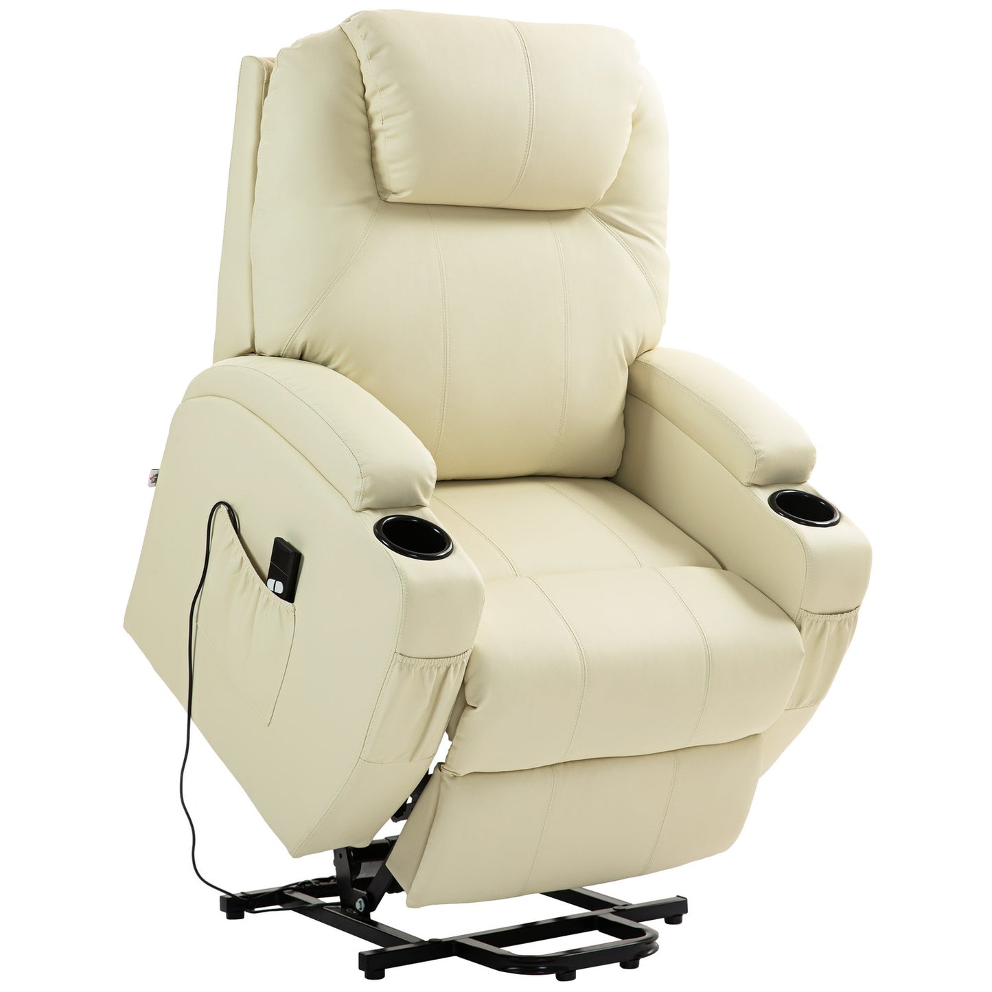 Electric recliner, stand-up assistance, cream-colored artificial leather
