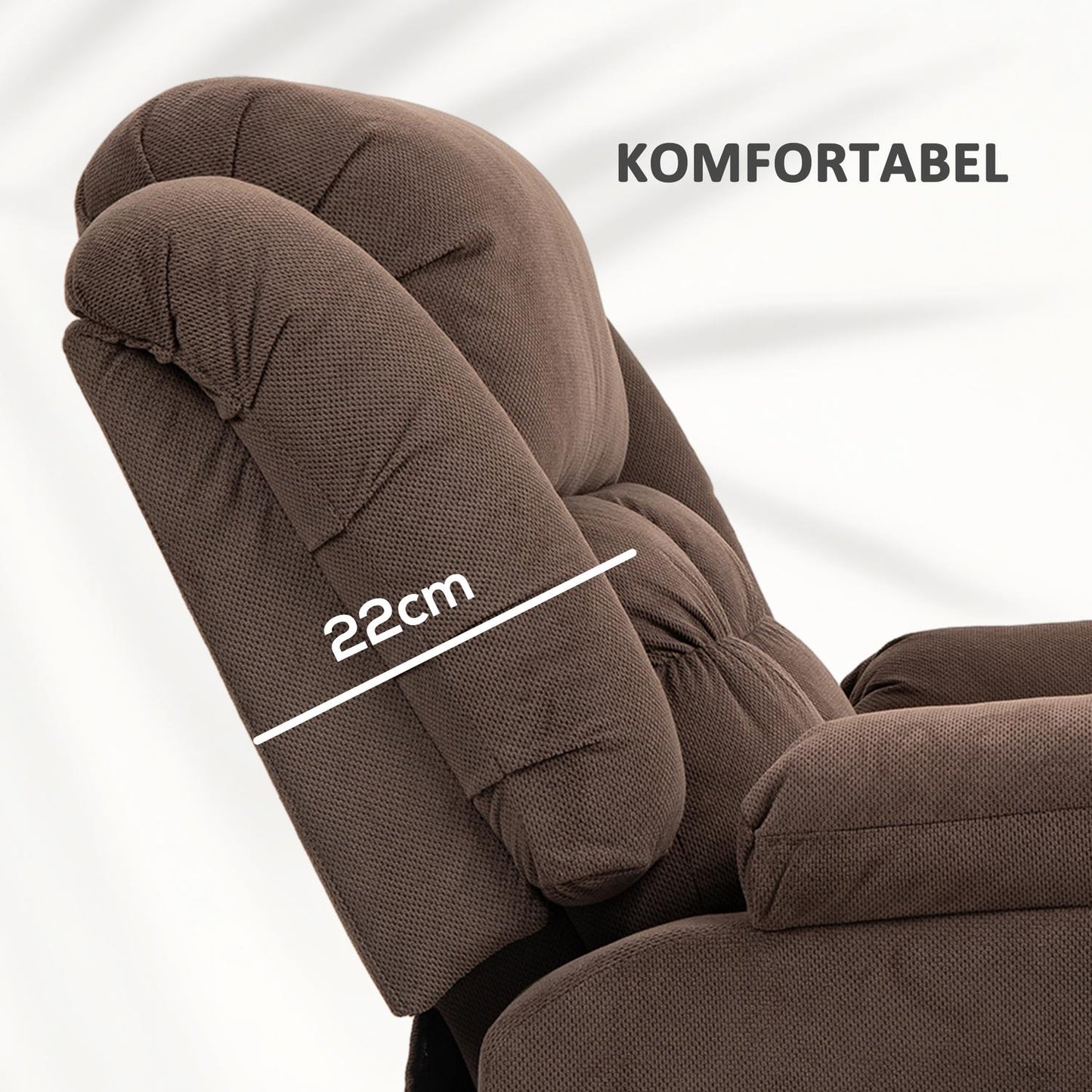 Electric reclining TV armchair with massage & heating - dark brown