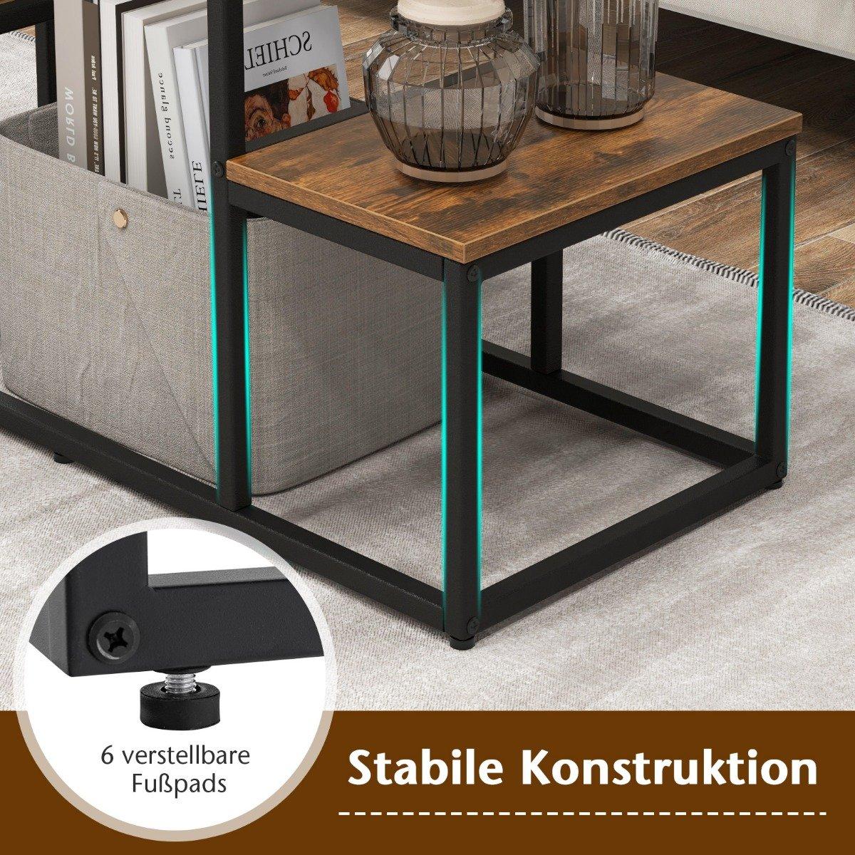 TV console table for 50-inch TVs, industrial media console with open shelves, 108 x 40 x 65 cm, rustic brown