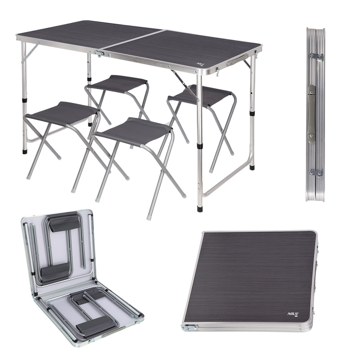 Table and Chairs Set, Dark Grey, Indoor/Outdoor Use