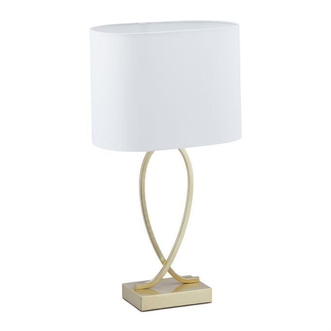 Table lamp with fabric shade gold