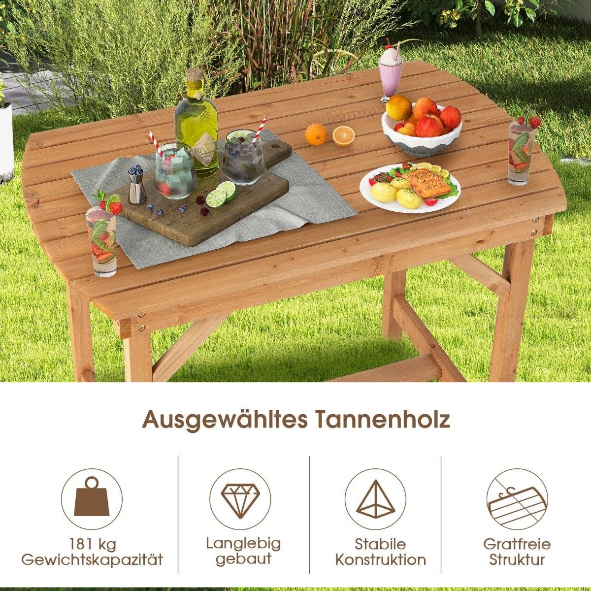 Table made of fir wood patio dining table 100 x 60.5 x 75 cm natural