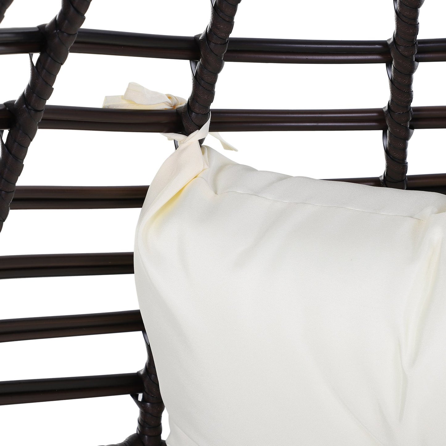 Garden chair in drop-shaped rattan with cushion, brown steel