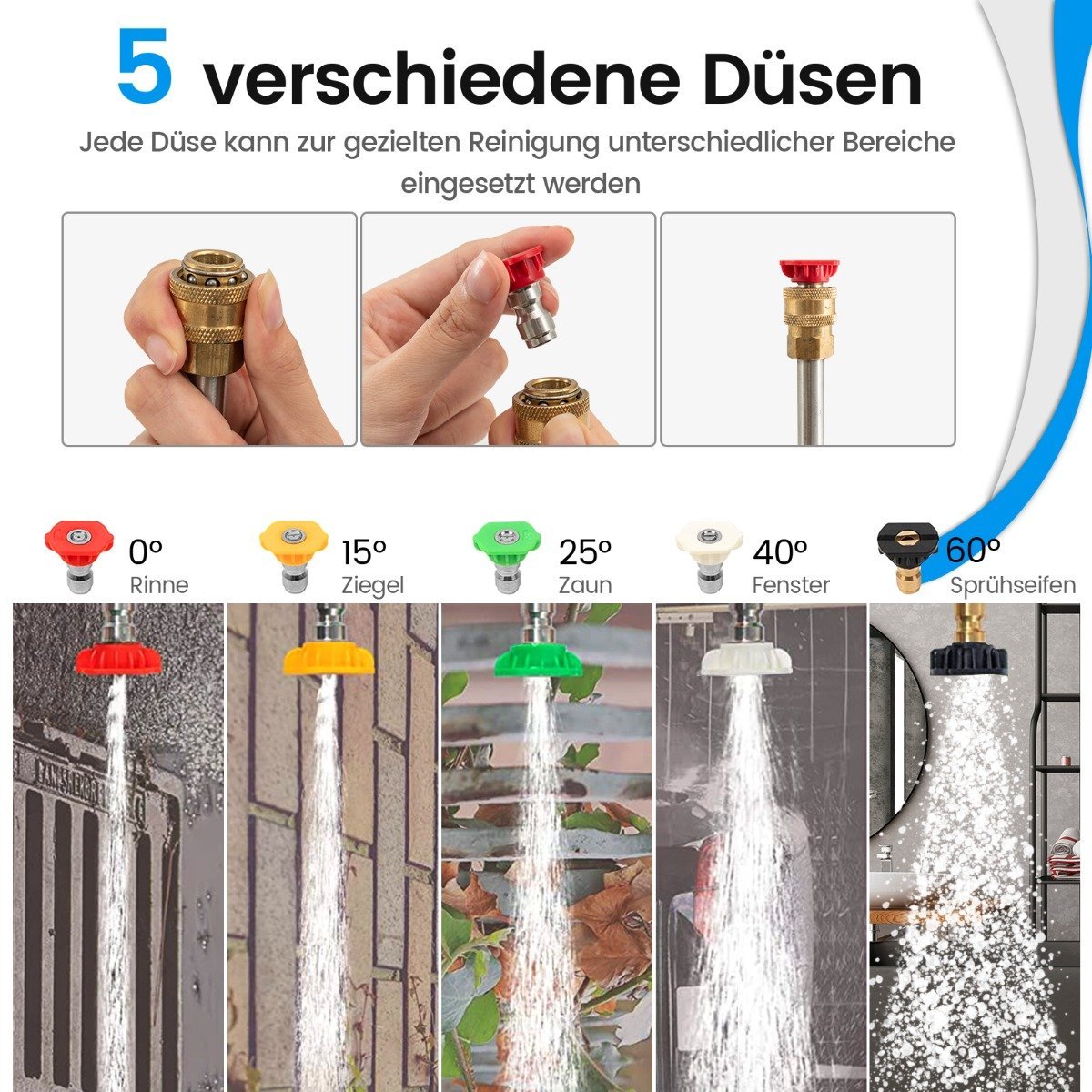 Telescopic wand for high-pressure cleaner 550 cm extension wand set with 5 spray nozzles telescopic high-pressure cleaner