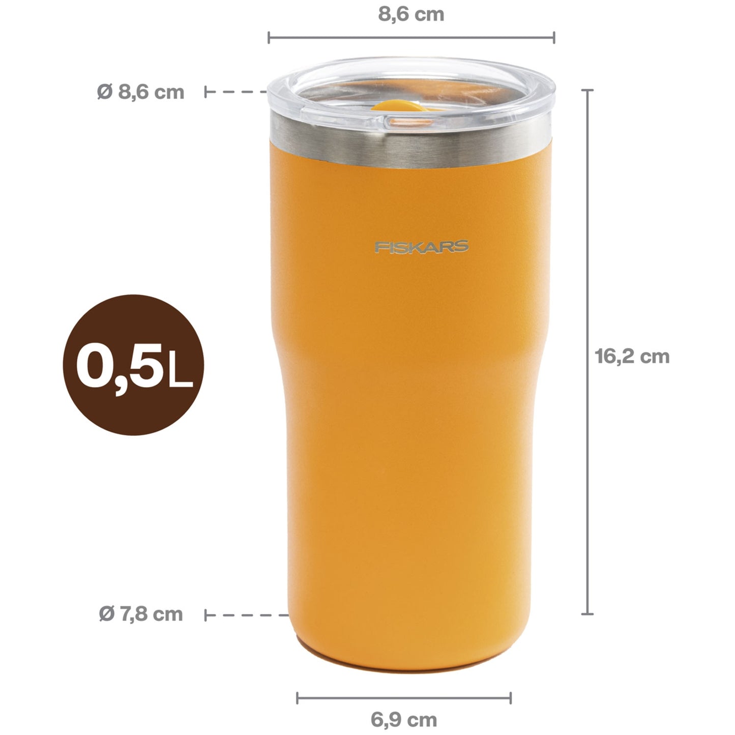 Thermos mug orange 0.5 liter On-the-go mug