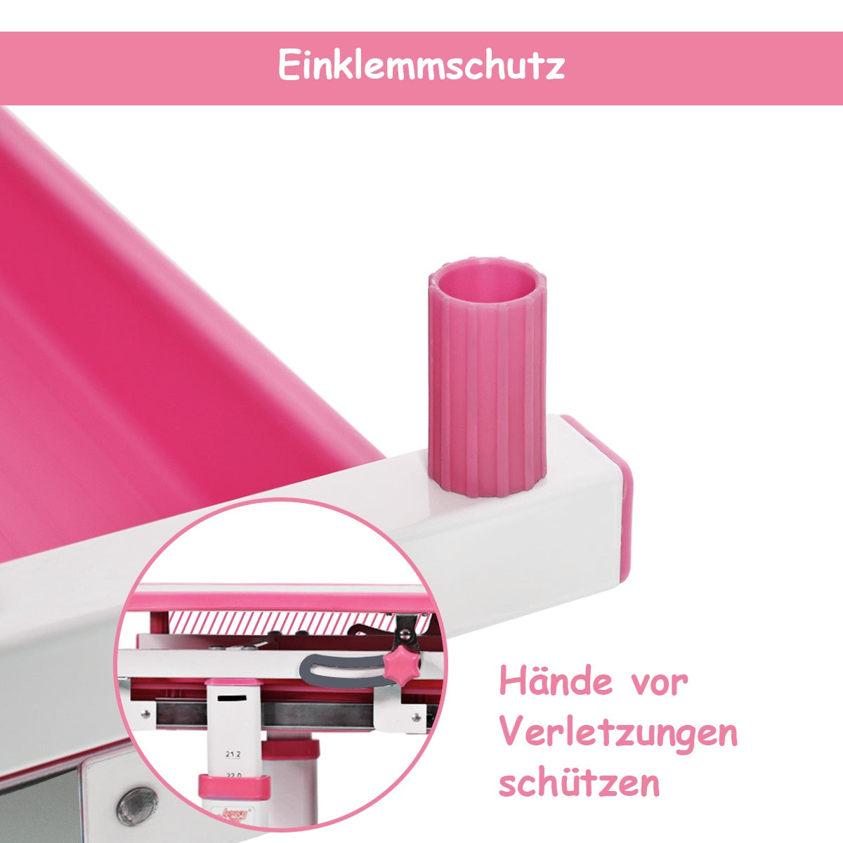 Tiltable children's desk, youth desk, pink