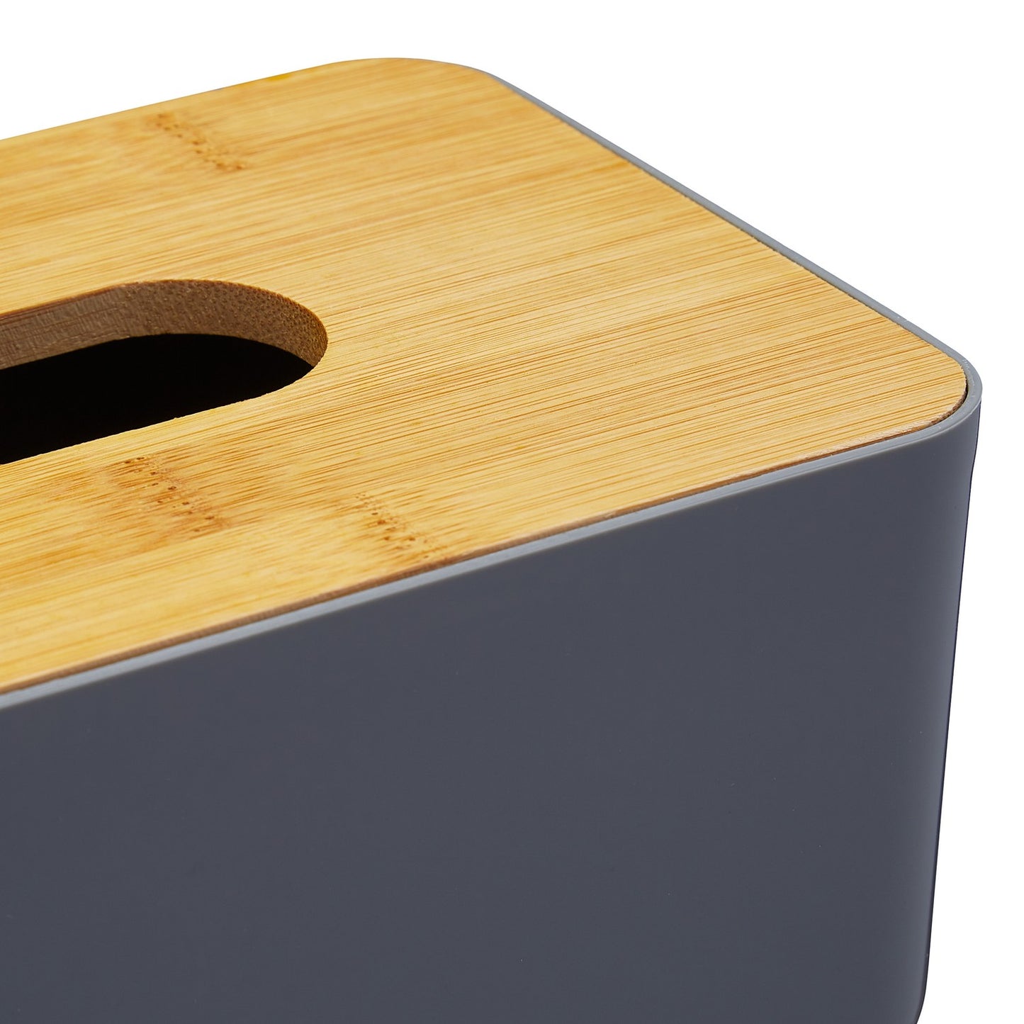Tissue box with bamboo lid