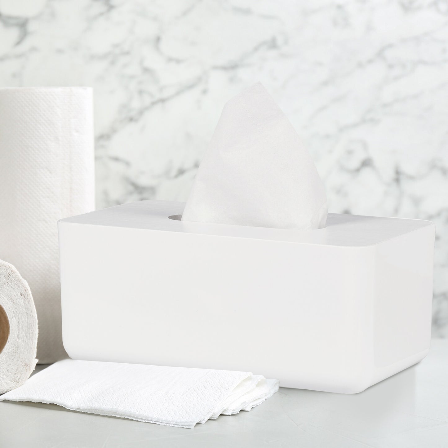 Tissue box with bamboo lid