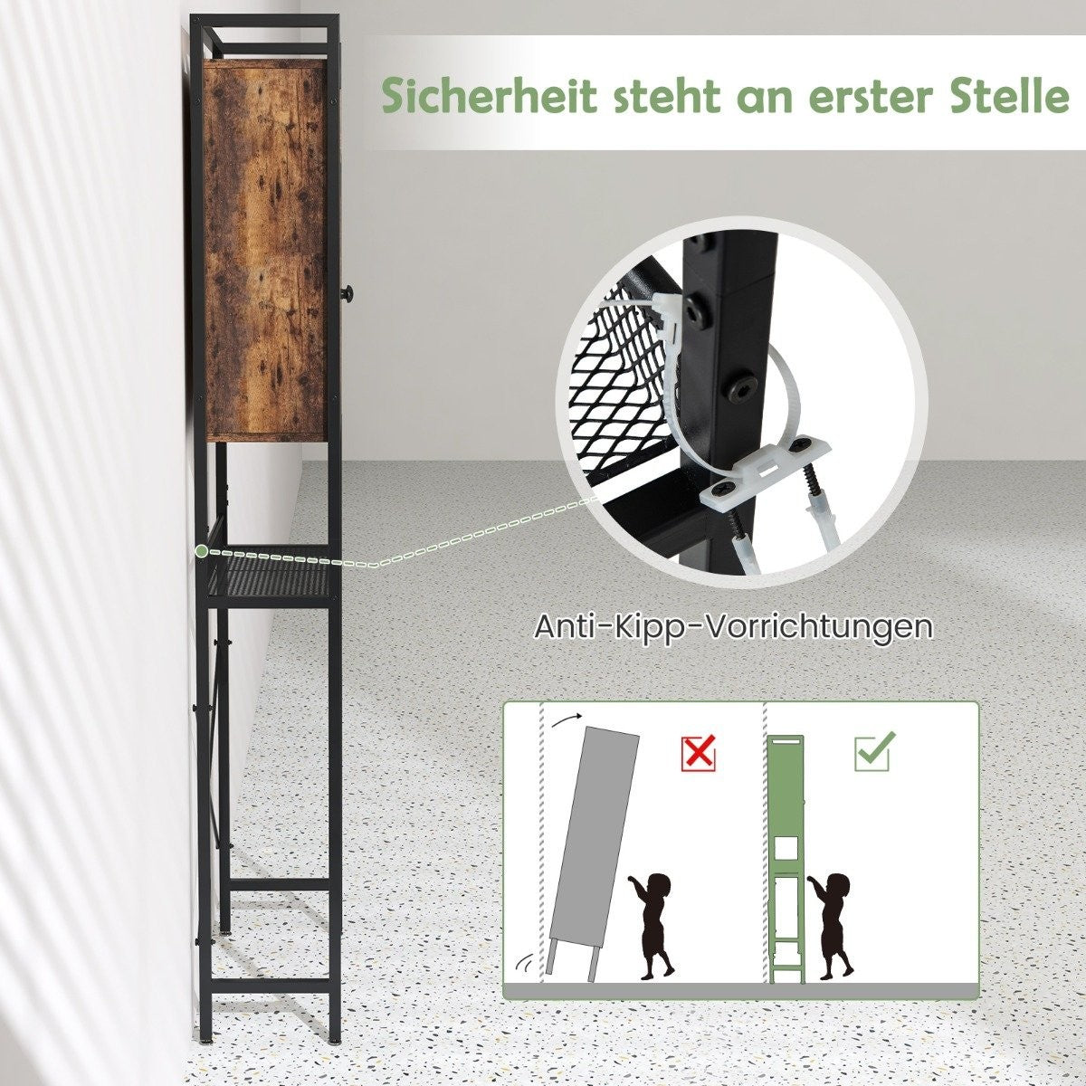 Toilet Cabinet with Double Door Bathroom Shelf Washing Machine Shelf 60 x 24 x 172 cm Brown