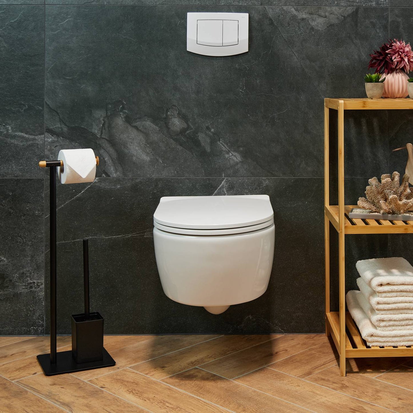 Toilet chair in bamboo and stainless steel