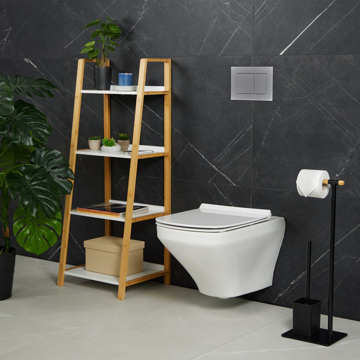 Toilet chair in bamboo and stainless steel