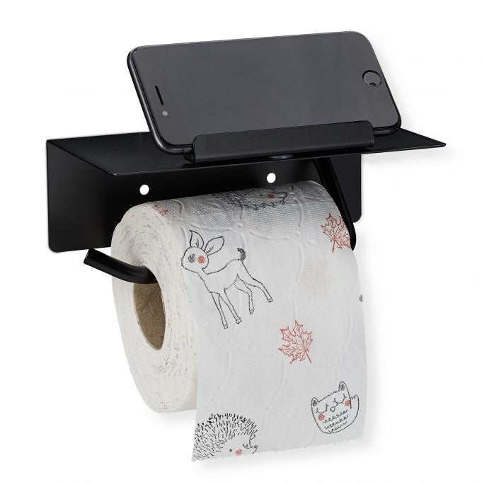 Toilet paper holder with shelf
