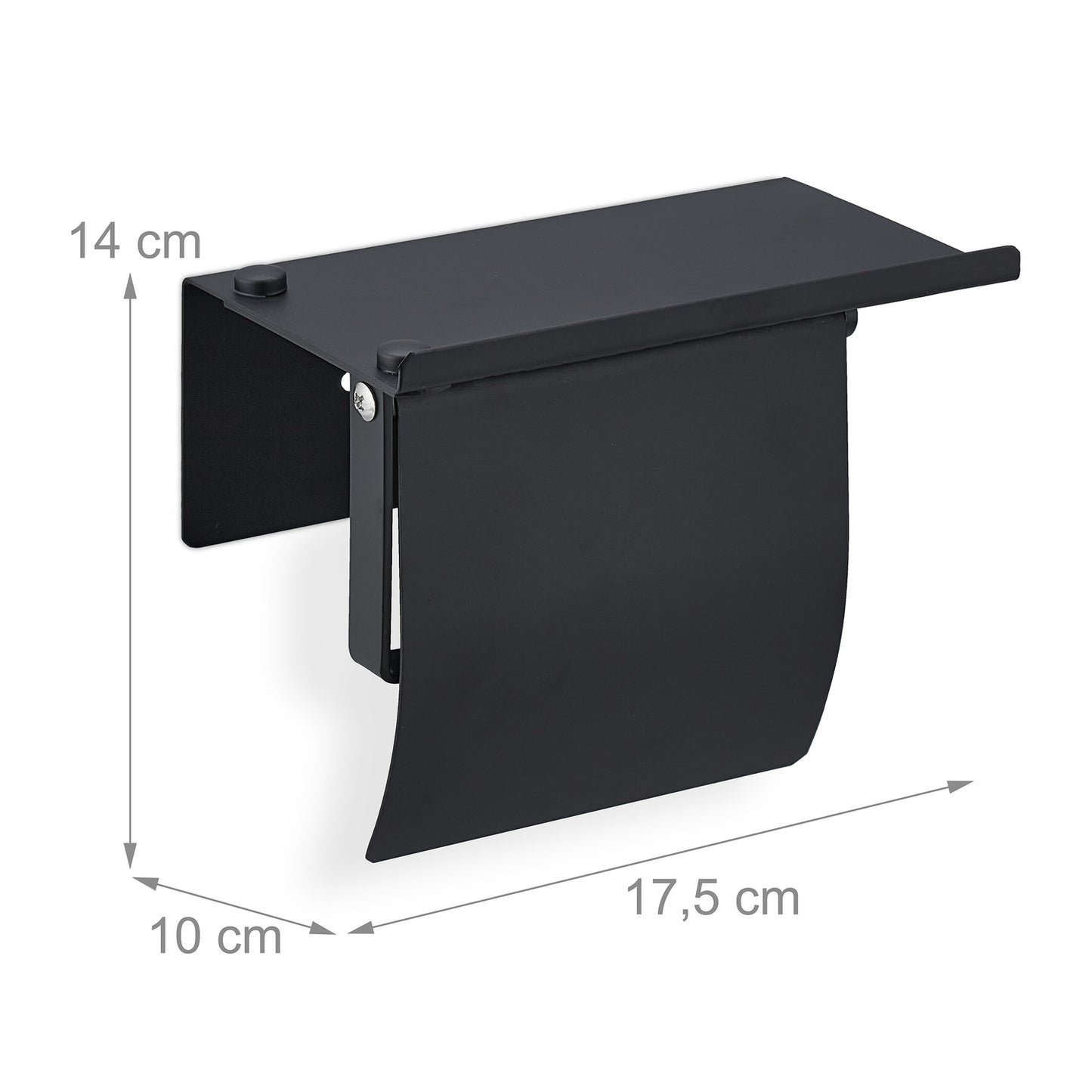Toilet paper holder with shelf black
