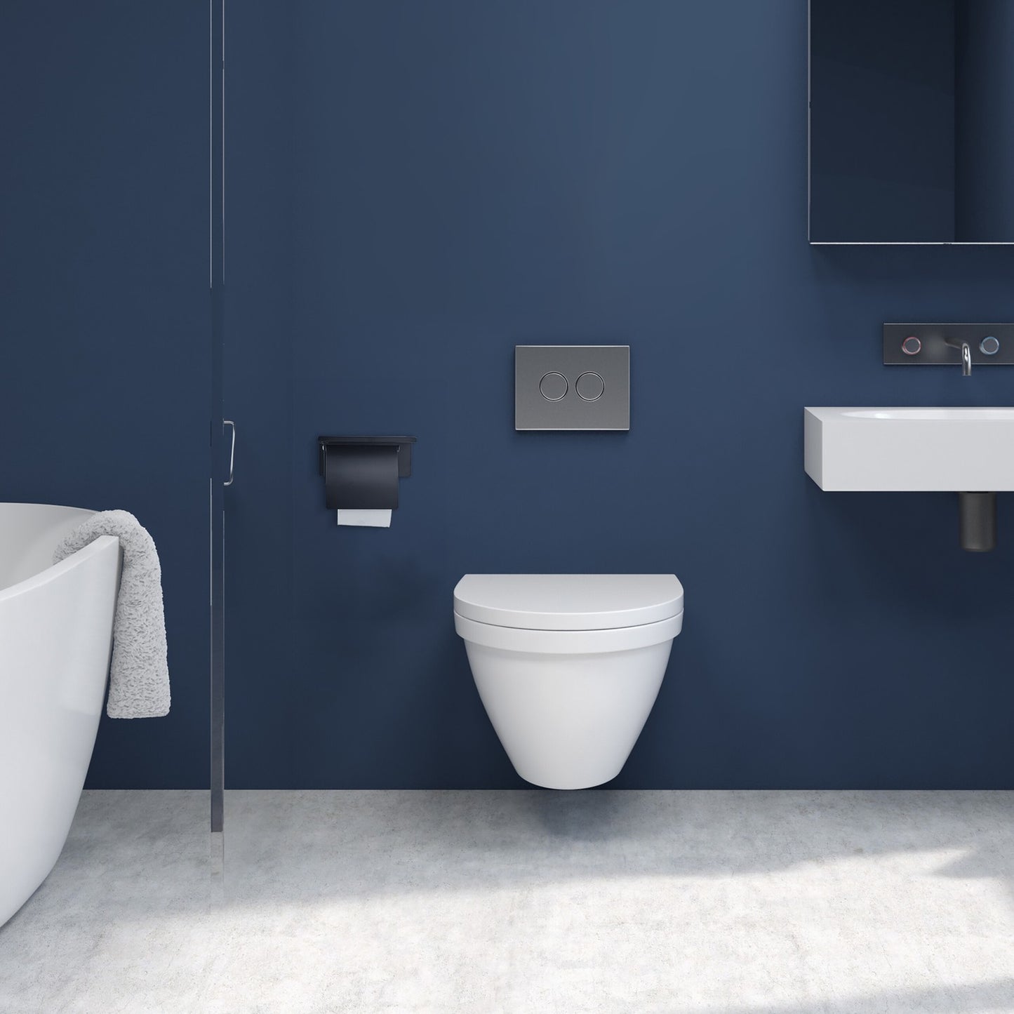 Toilet paper holder with shelf black