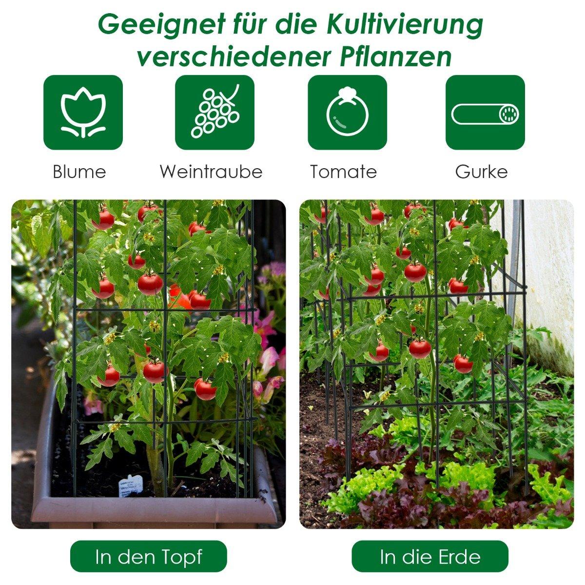 Tomato Plant Support Cage Set, Metal Frame, 100 cm, 4 Pack